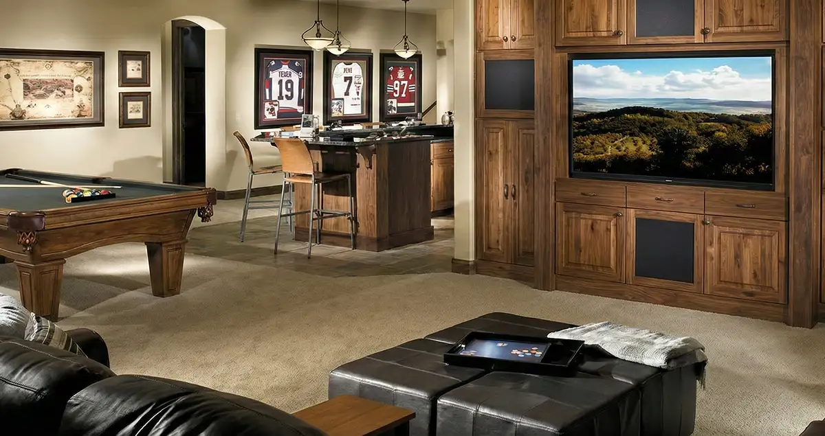 finished basement remodeling project transforming a basement into a comfortable living space in Tacoma, WA