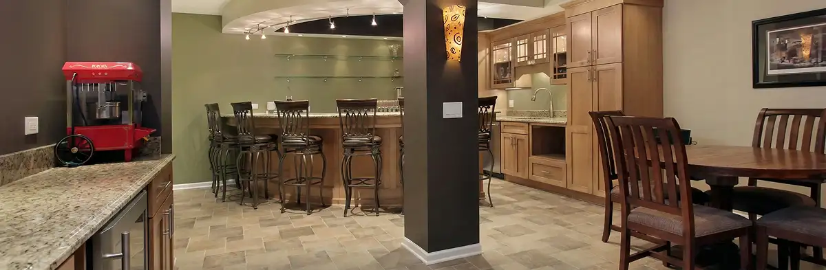 modern basement remodeling with custom finishes and open layout in a home in Tacoma, WA