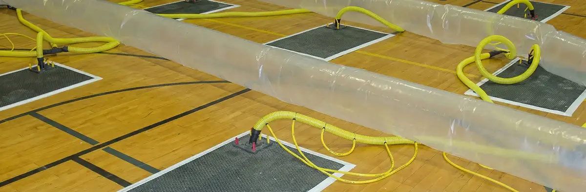 water clean up drying system set up to remove moisture and prevent further damage in Tacoma, WA